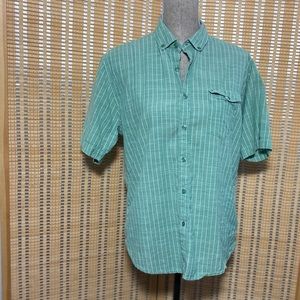 Billabong Green Button Down Tee Small Cotton